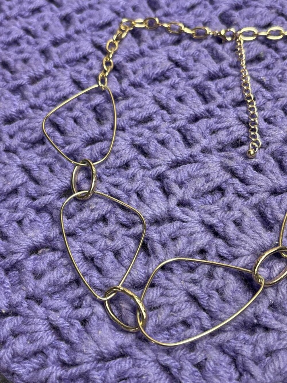 Goldtone Geometric Chain Necklace 18 - 21 inches Long - Picture 2 of 4
